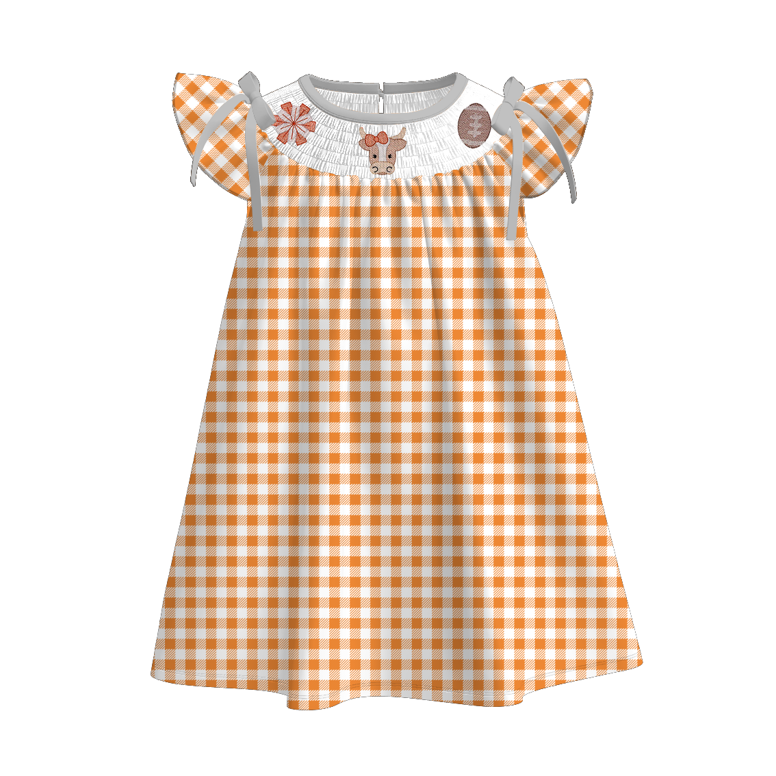 (Pre Order)Family Football Texas Embroidery Smocked Dress,Set&Romper