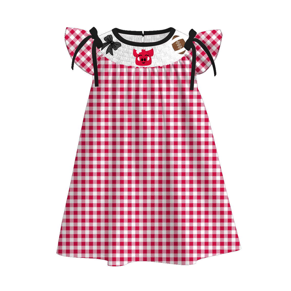 (Pre Order)Family Football Arkansas Embroidery Smocked Dress,Set&Romper