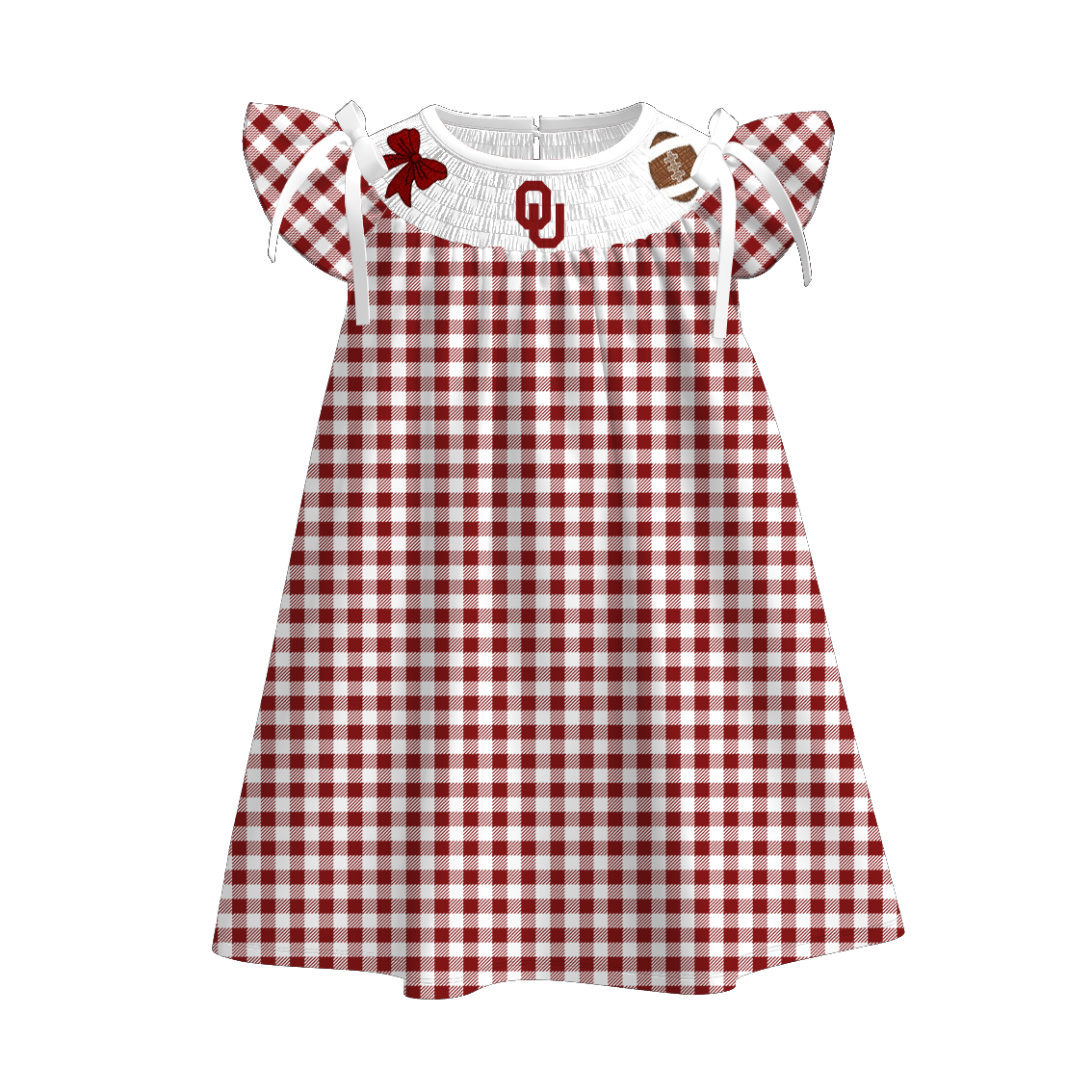 (Pre Order)Family Football Oklahoma Sooners Embroidery Smocked Dress,Set&Romper