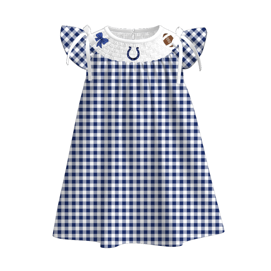 (Pre Order)Family Football Indianapolis Embroidery Smocked Dress,Set&Romper
