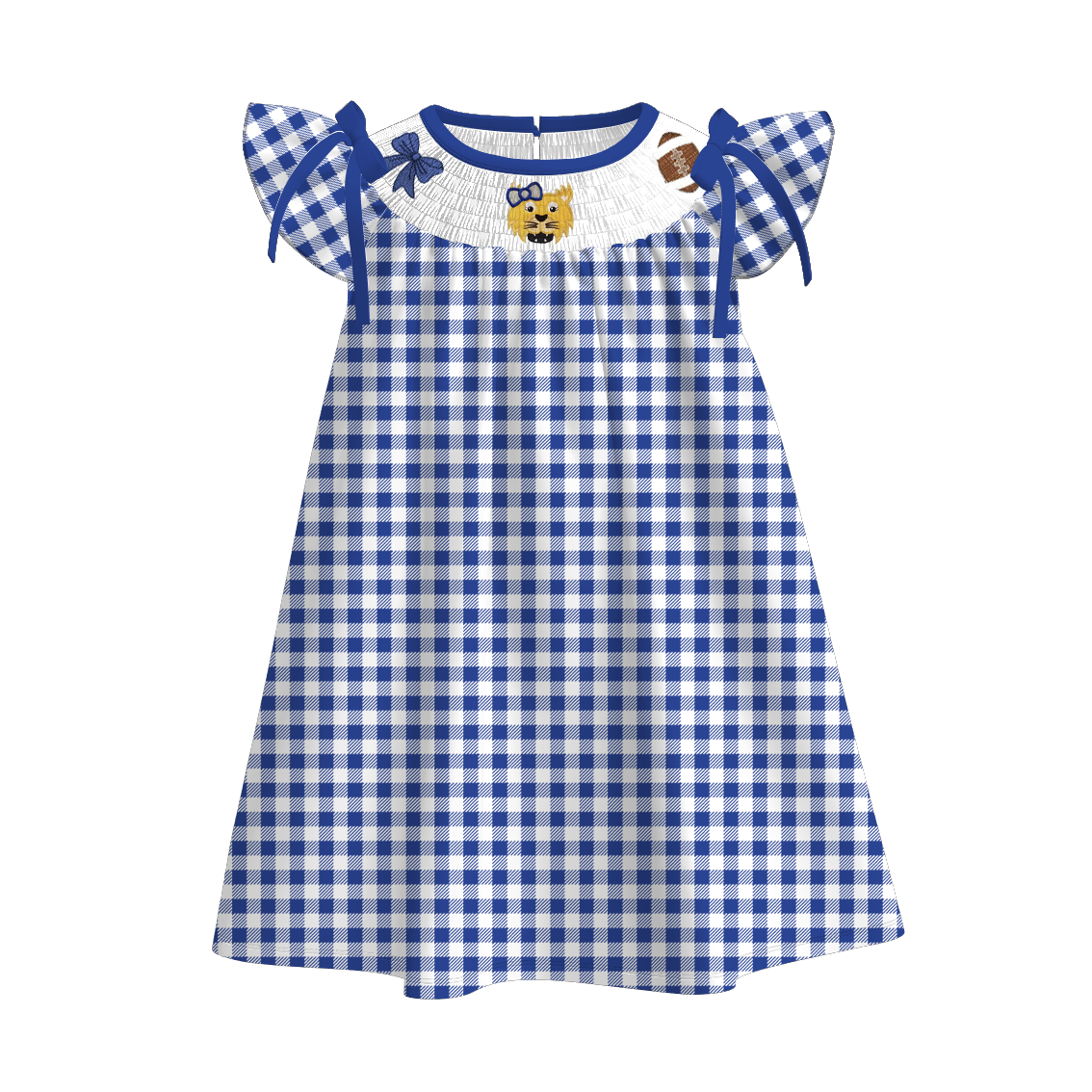 (Pre Order)Family Football Kentucky Embroidery Smocked Dress,Set&Romper