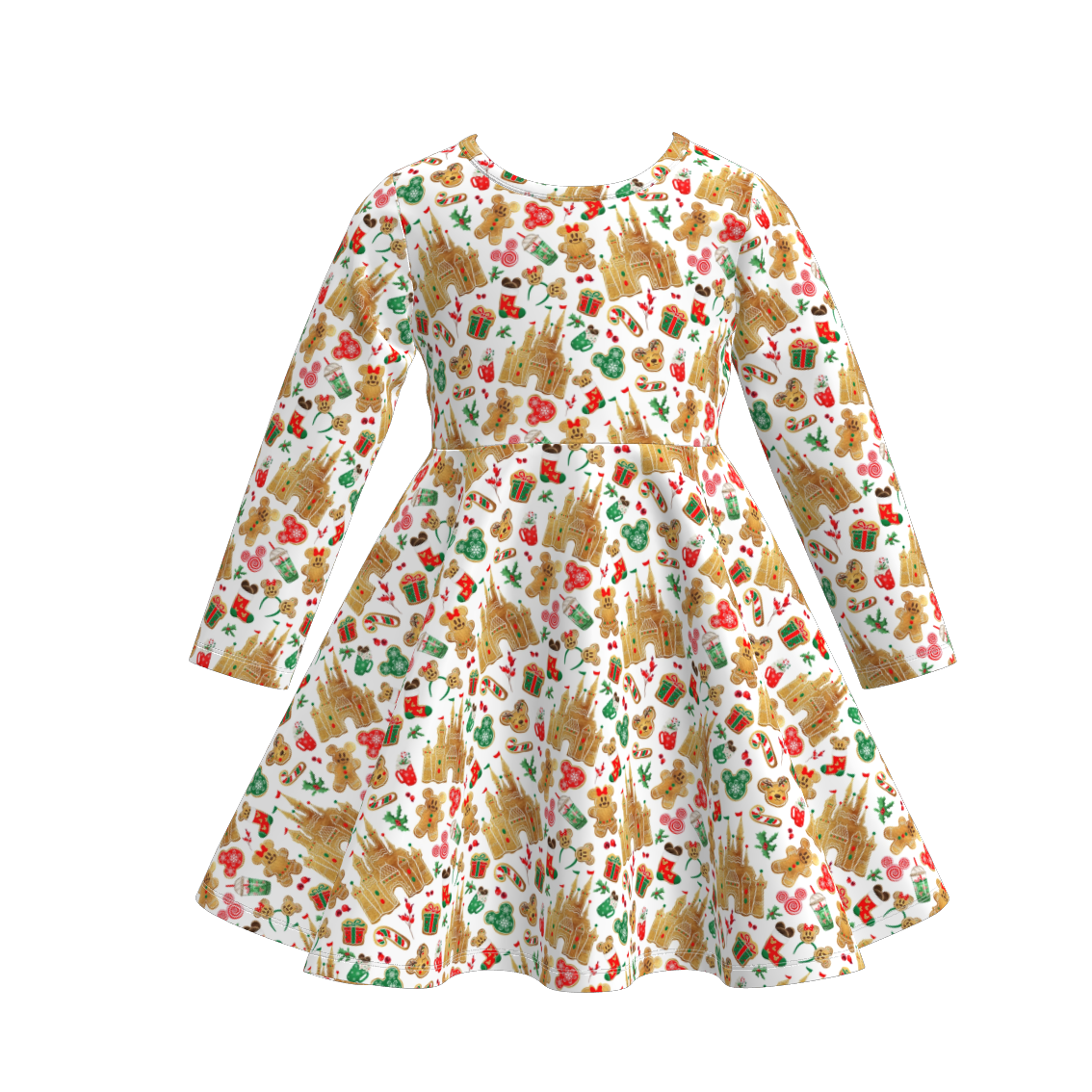(Pre Order)Girls Christmas Cartoon Print Dress