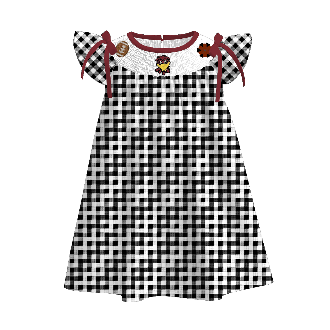 (Pre Order)Family Football USC Embroidery Smocked Dress,Set&Romper
