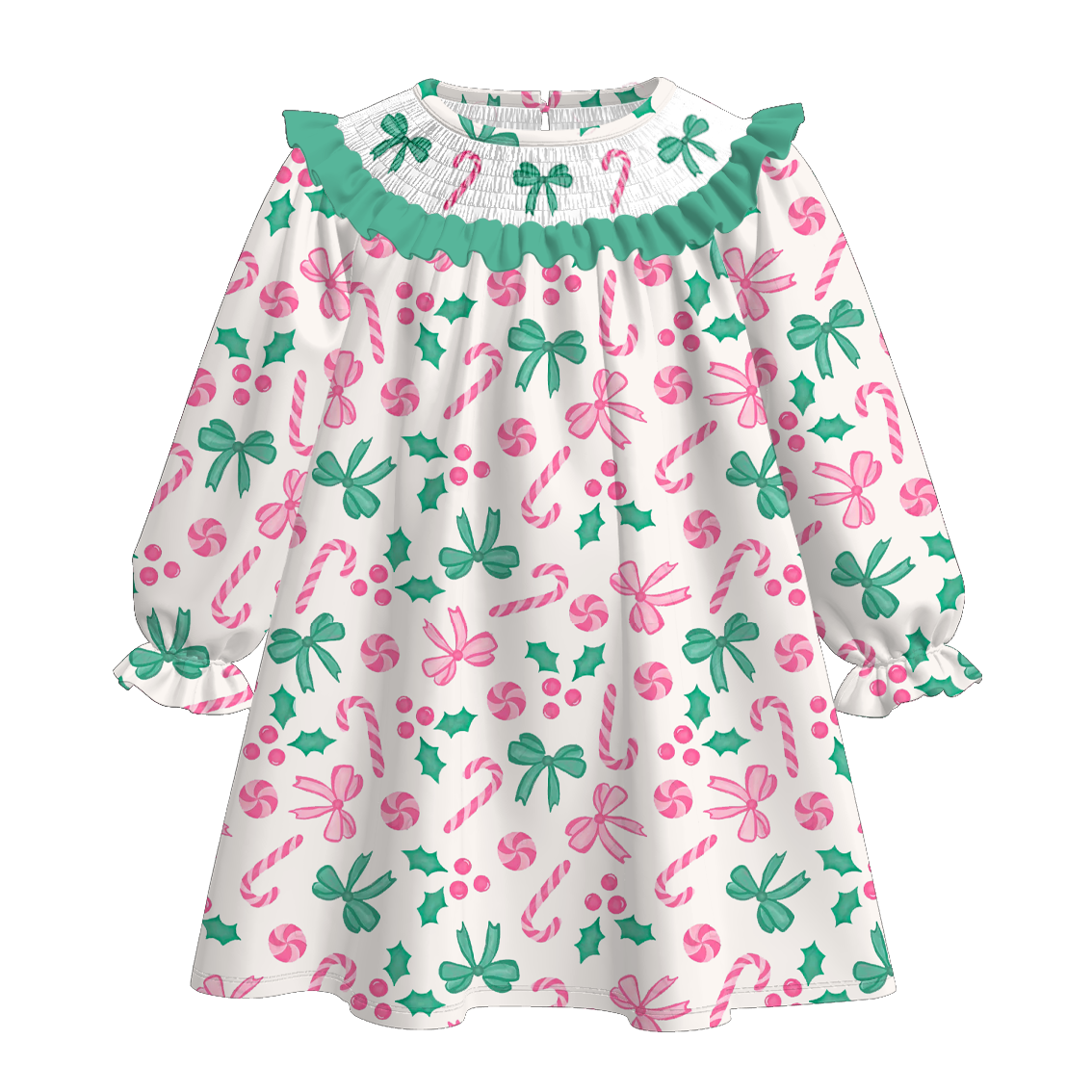 (Pre Order)Sisters Christmas Bow Embroidery Smocked Dress&Romper