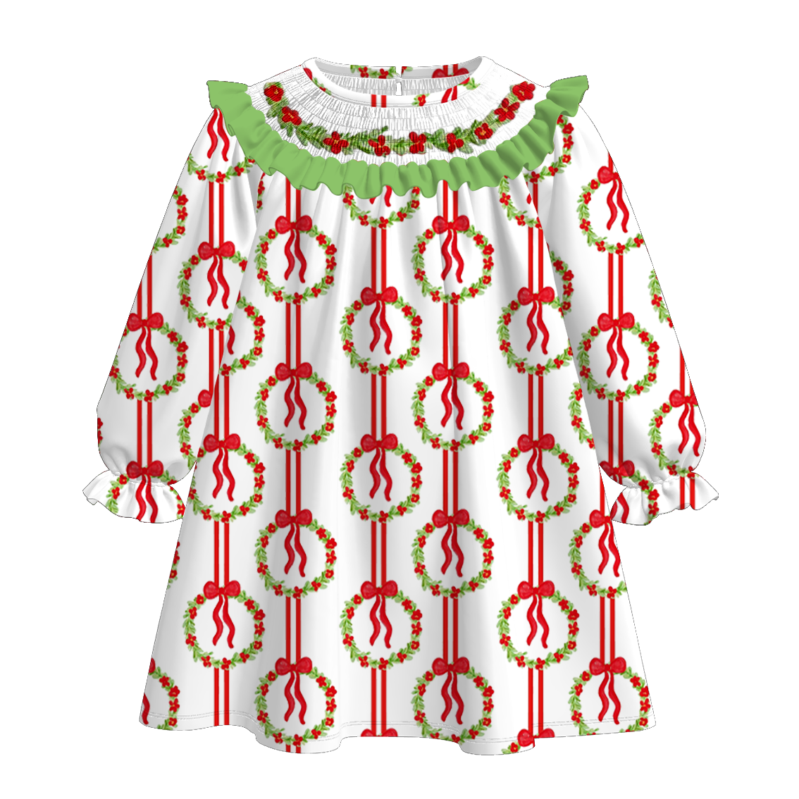 (Pre Order)Sisters Christmas Embroidery Smocked Dress&Romper