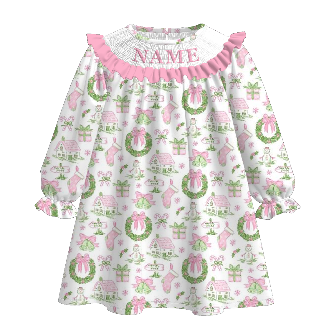 (Pre Order)Sisters Christmas Embroidery Smocked Dress&Romper