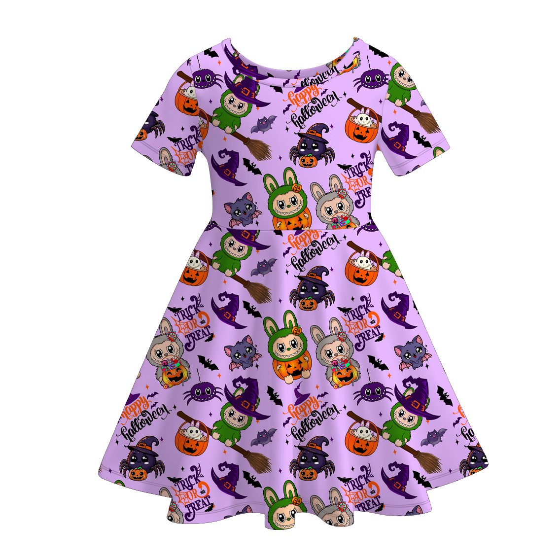 (Pre Order)Girls Halloween Cartoon Print Dress