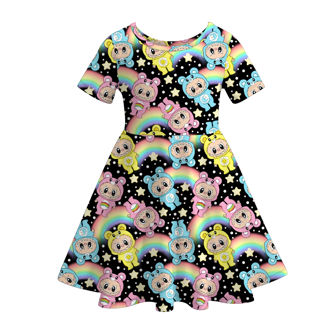 (Pre Order)Girls Halloween Cartoon Print Dress