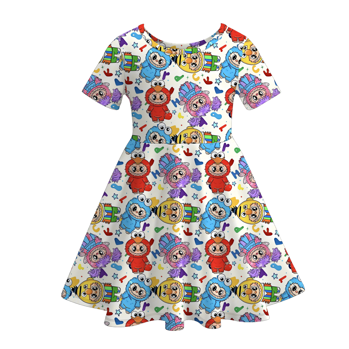 (Pre Order)Girls Halloween Cartoon Print Dress