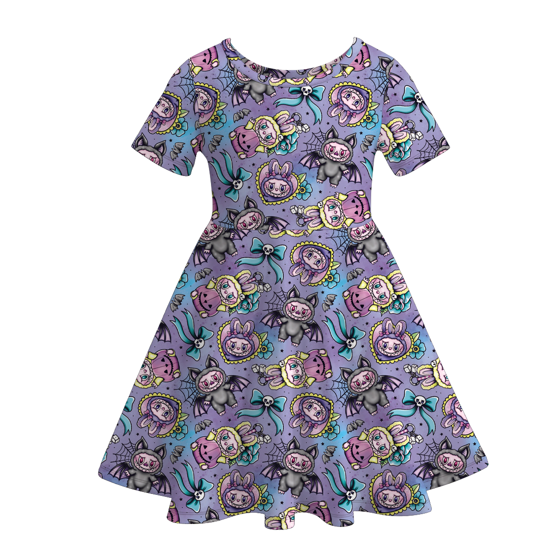 (Pre Order)Girls Halloween Cartoon Print Dress