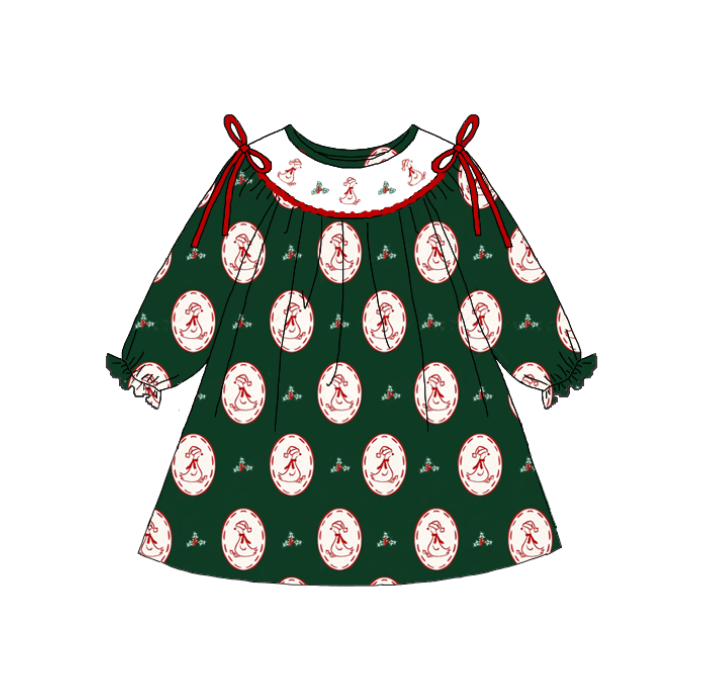 (Pre Order)Sisters Christmas Silly Goose Embroidery Smocked Dress,Pajamas&Romper