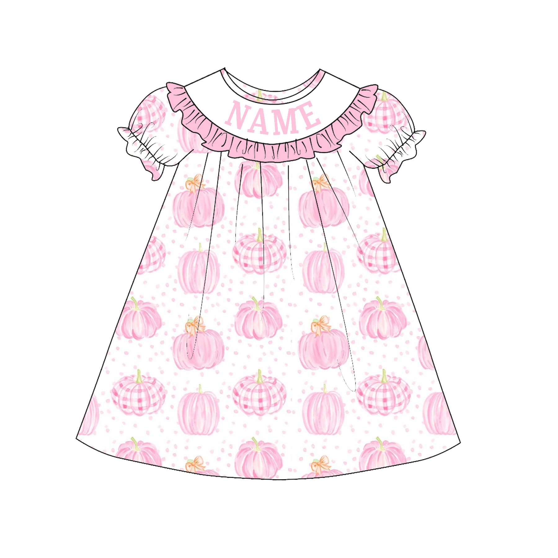 (Pre Order)Sisters Halloween Pumpkin Embroidery Smocked Dress&Romper