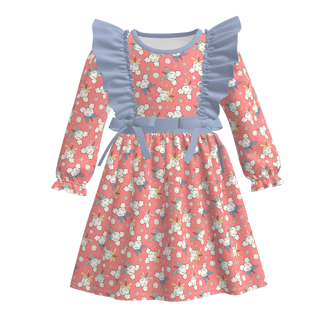 (Pre Order)Girls Christmas Cartoon Print Dress