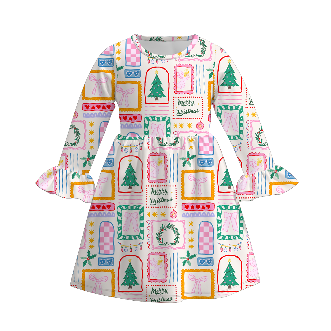 (Pre Order)Girls Christmas Nutcracker Print Dress&Outfit Set