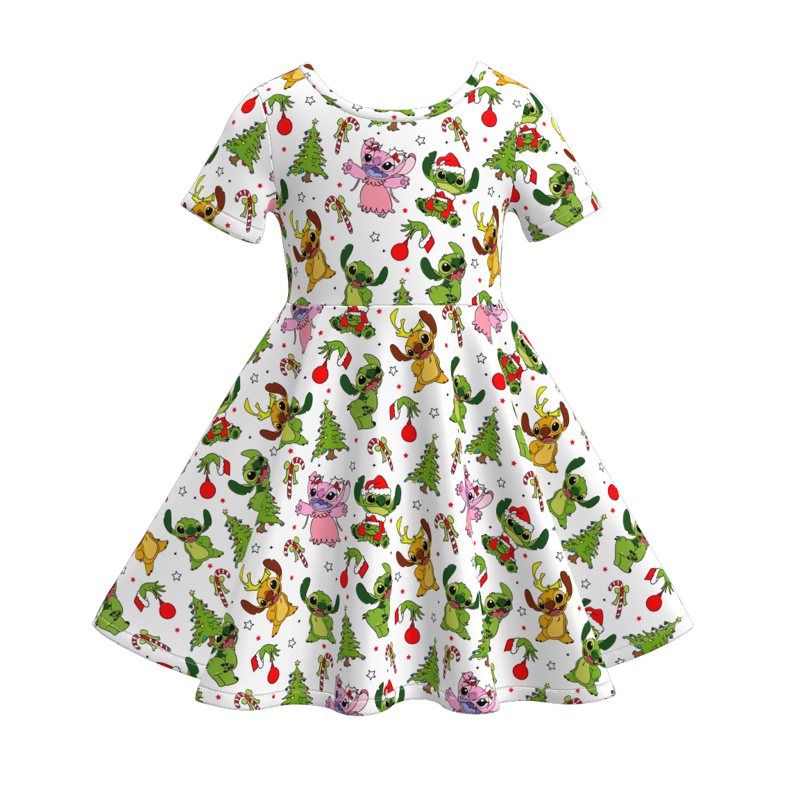 (Pre Order)Family Christmas Cartoon Print Dress&Set