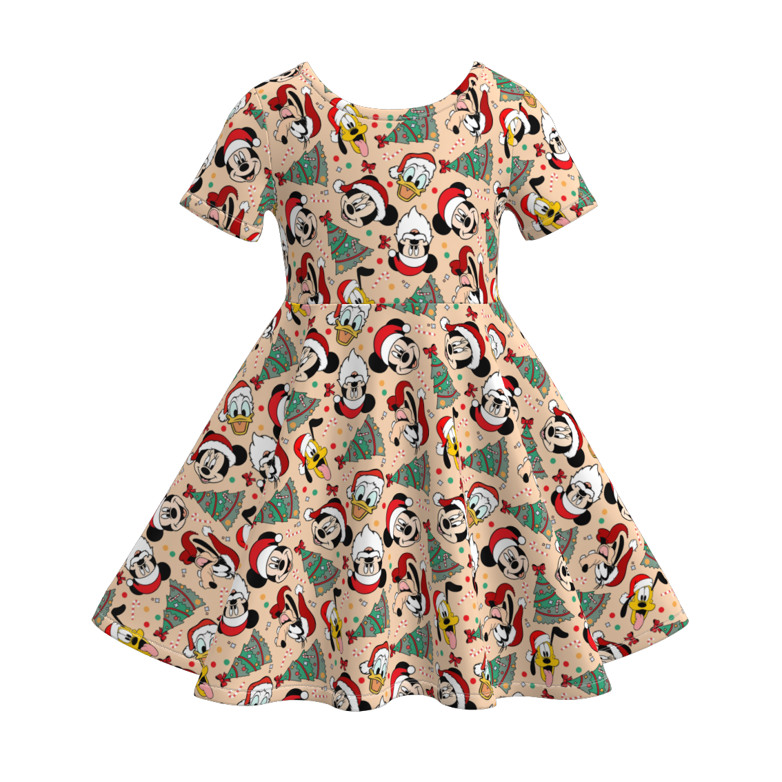 (Pre Order)Family Christmas Cartoon Print Dress&Set