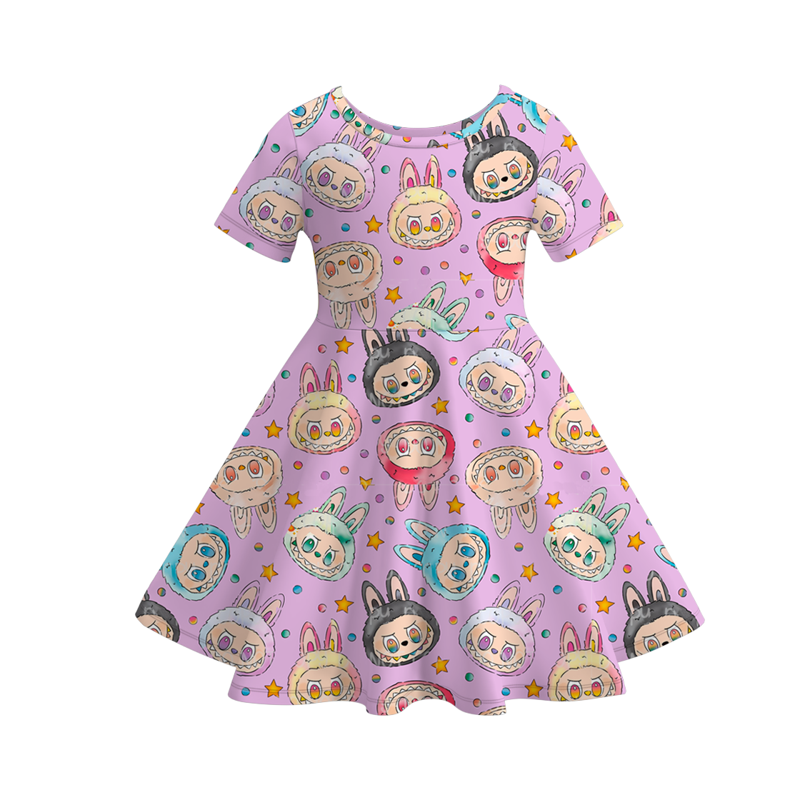 (Pre Order)Girls Halloween Cartoon Print Dress