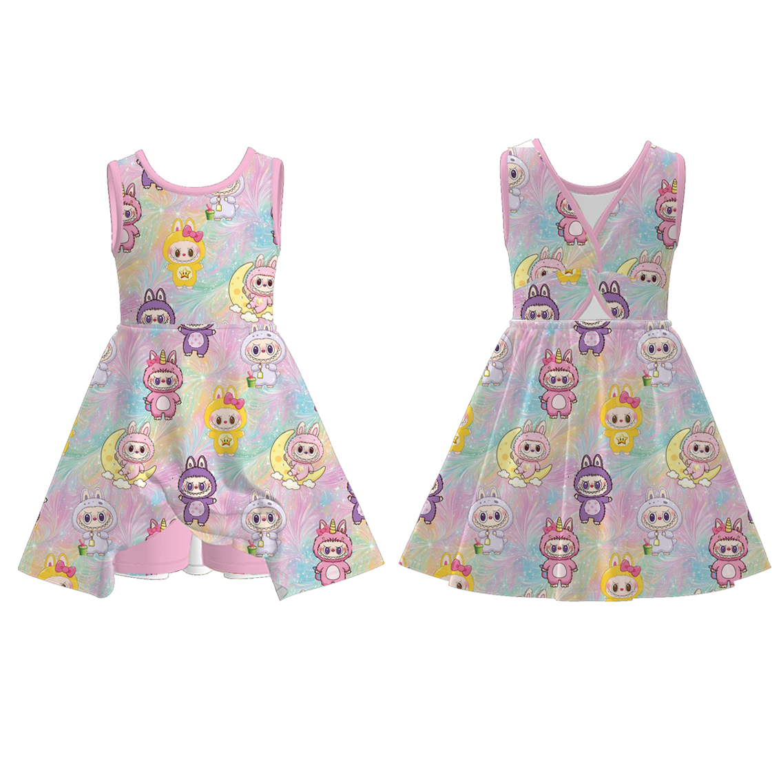 (Pre Order)Girls Halloween Cartoon Print Skort Dress