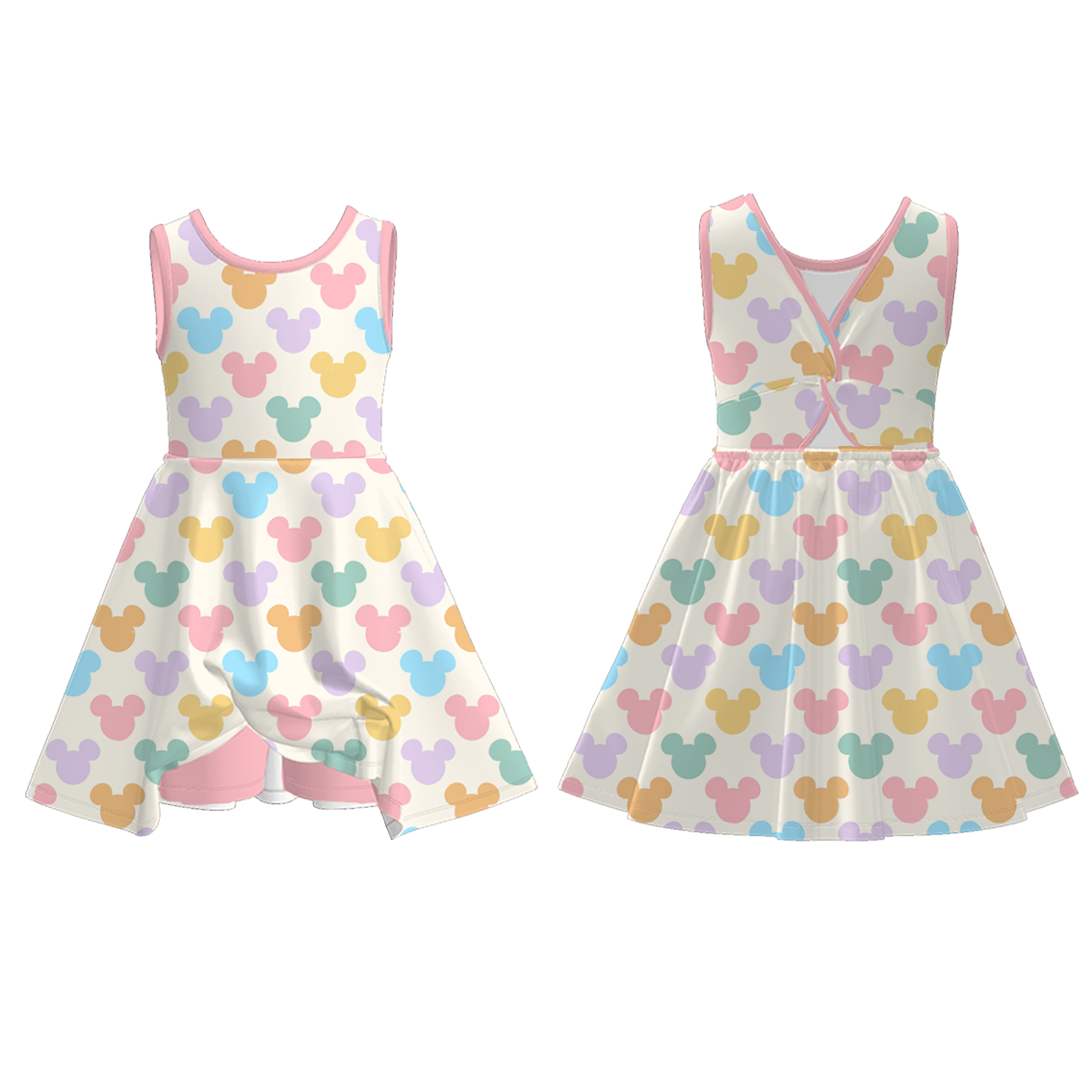 (Pre Order)Girls Halloween Cartoon Print Skort Dress