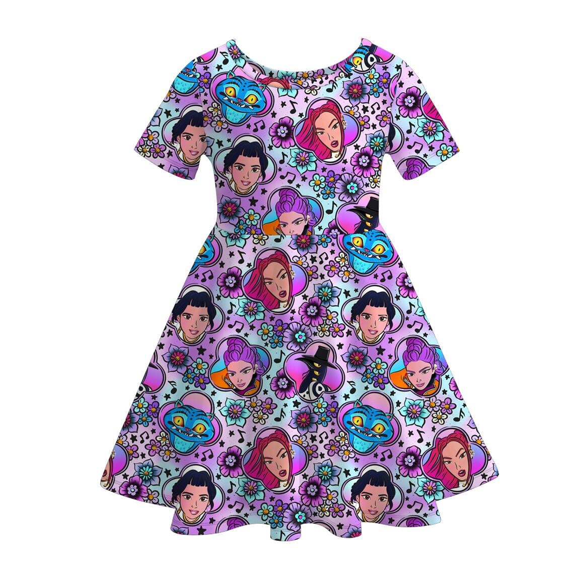 (Pre Order)Family Fall Movie Character Cartoon Print Dress,Set&Top