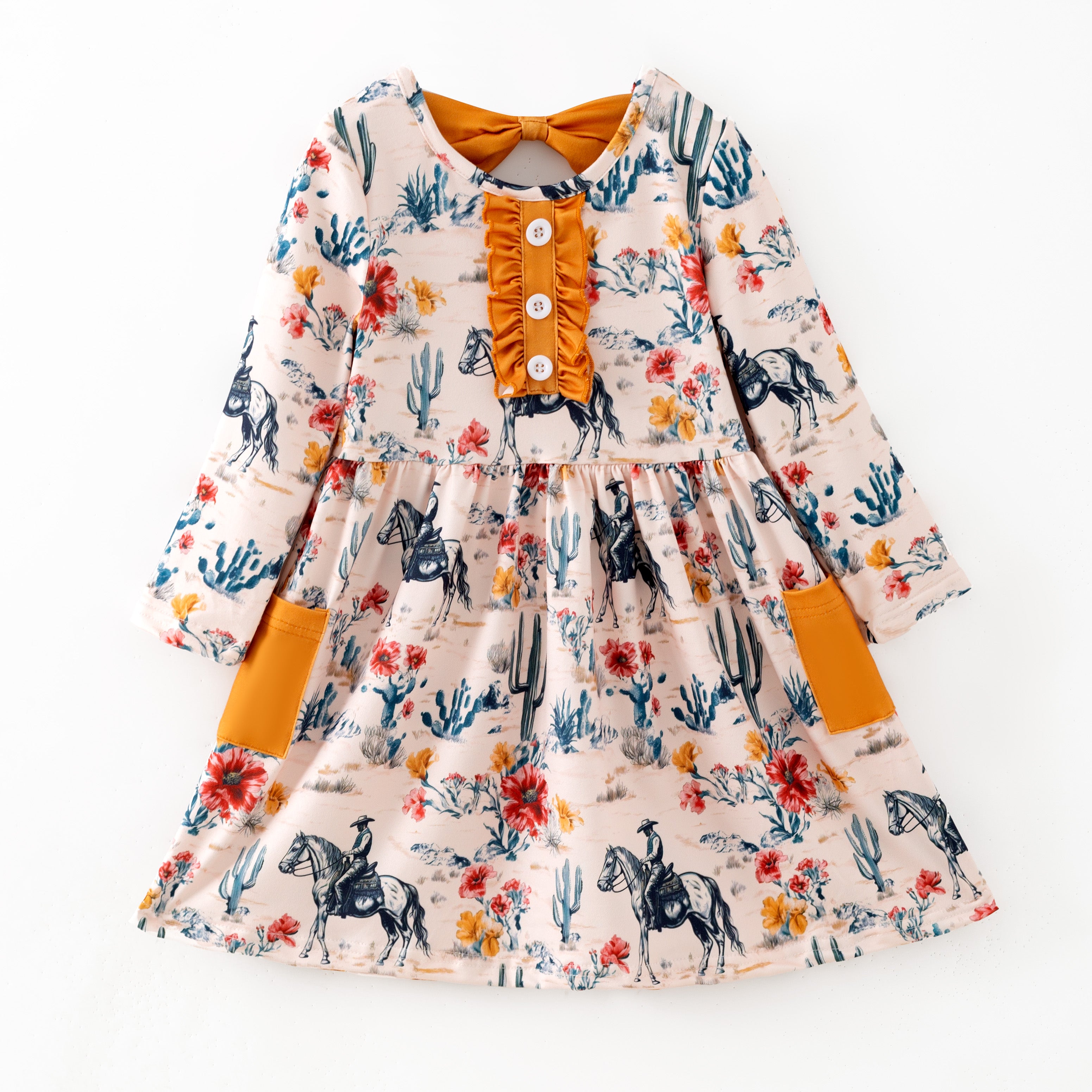 (Pre Order,Prepack Zone)Girls Cowgirl Print Dress(Mix Size)