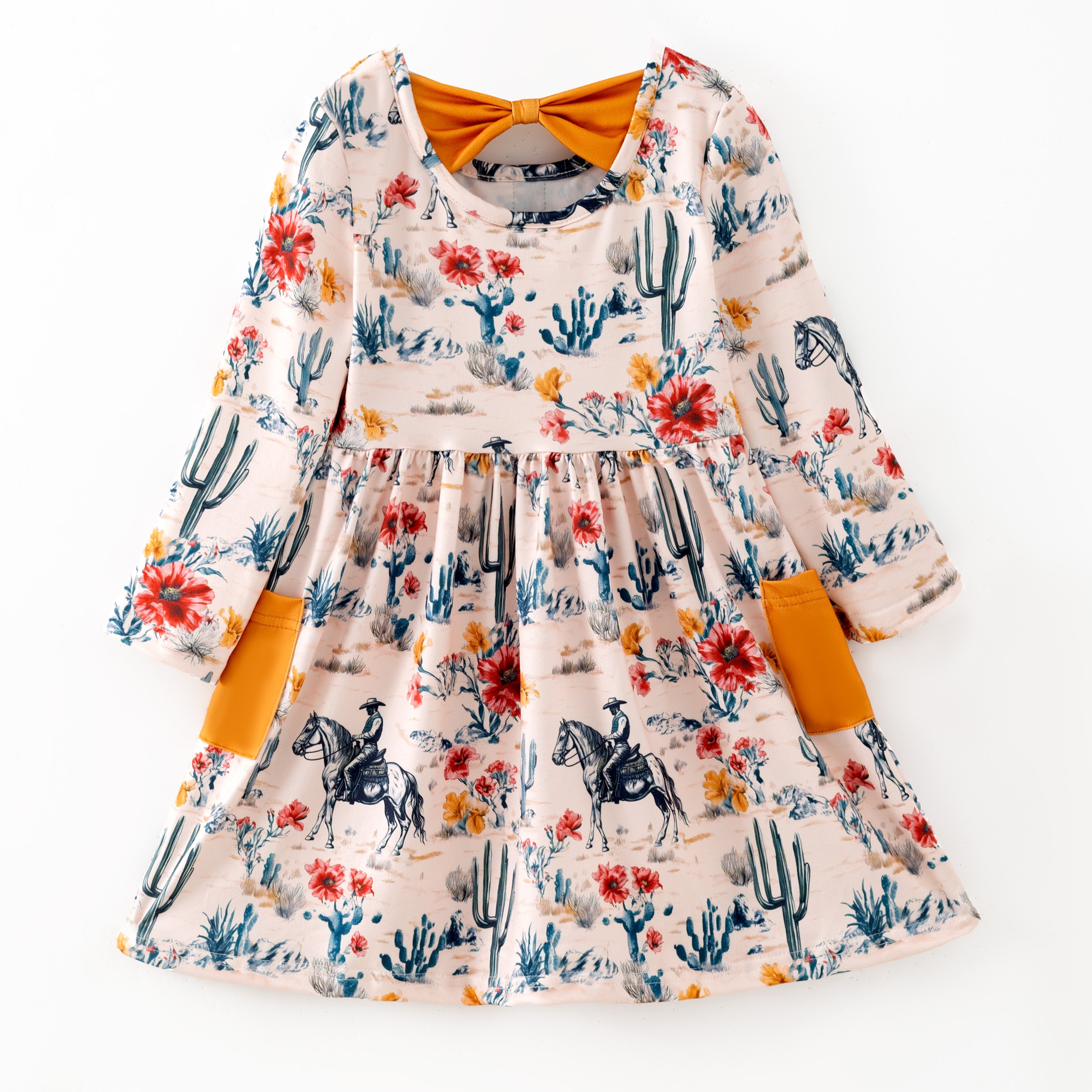 (Pre Order,Prepack Zone)Girls Cowgirl Print Dress(Mix Size)