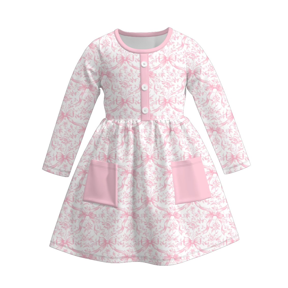 (Pre Order)Family Fall Pink Bow Print Dress,Set&Romper