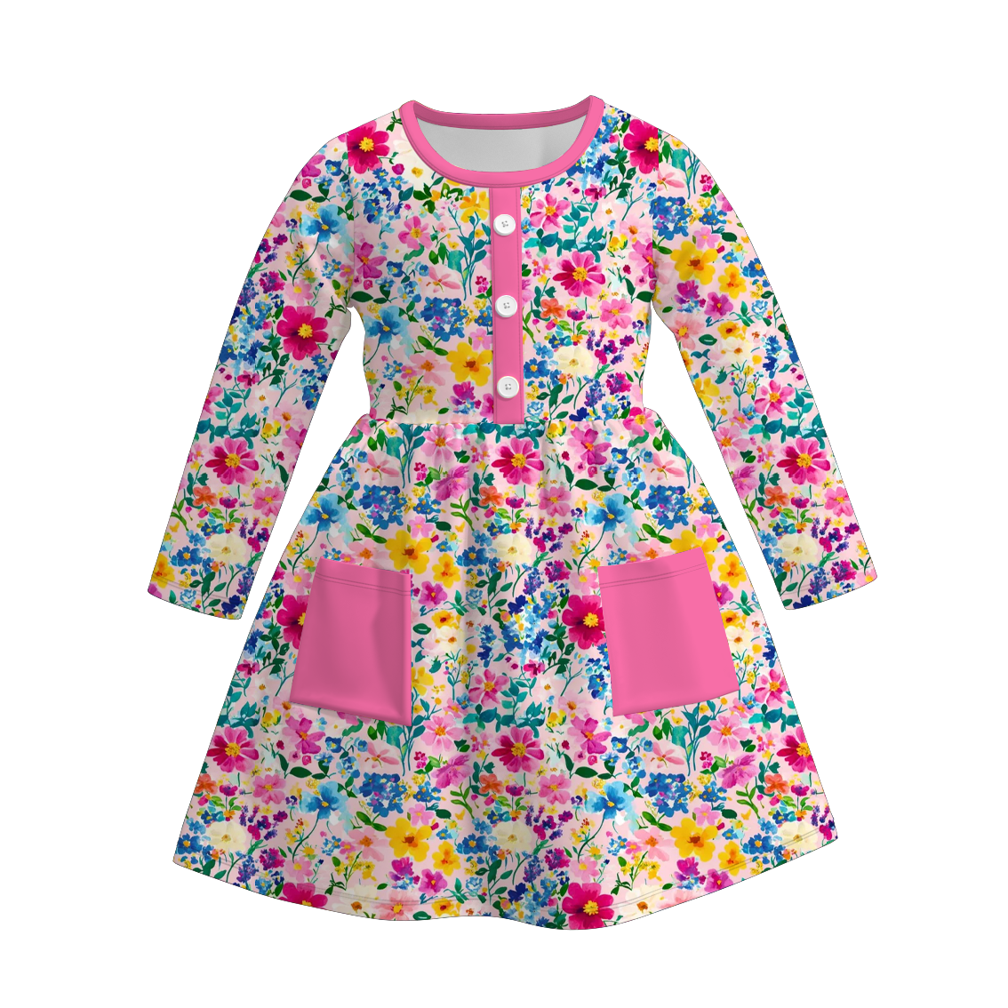 (Pre Order)Family Fall Hot Pink Floral Print Dress,Set&Romper