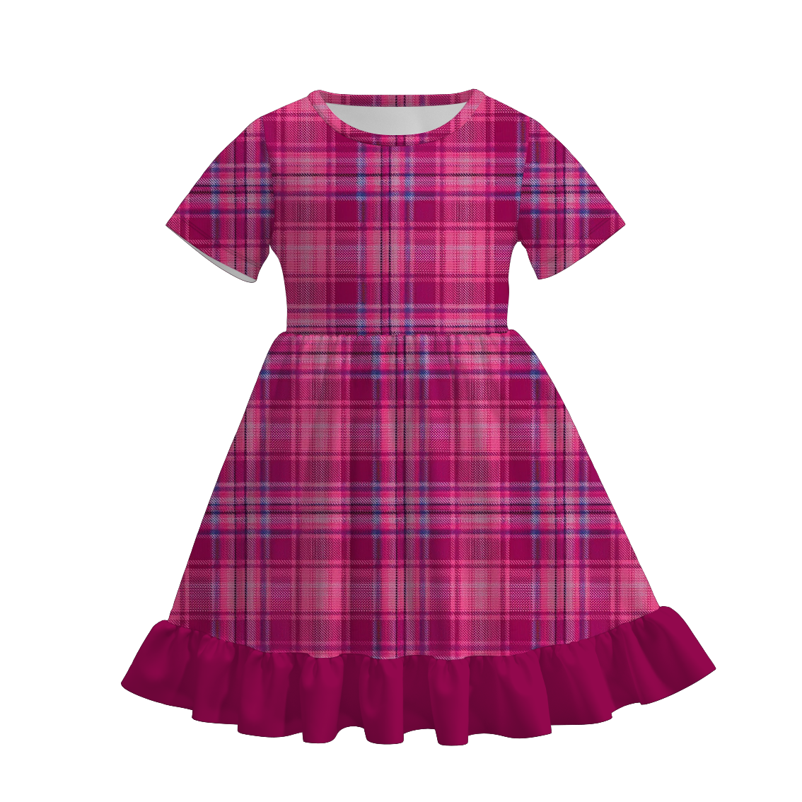 (Pre Order)Girls Fall Plaid Print Ruffle Dress
