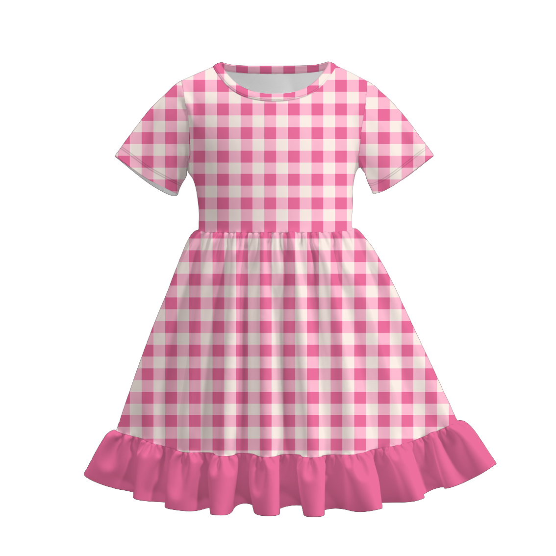 (Pre Order)Girls Fall Plaid Print Ruffle Dress