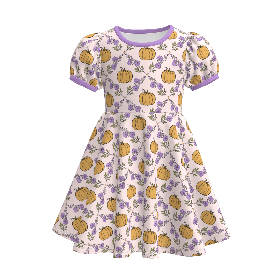 (Pre Order)Girls Fall Bow&LBB Print Dress