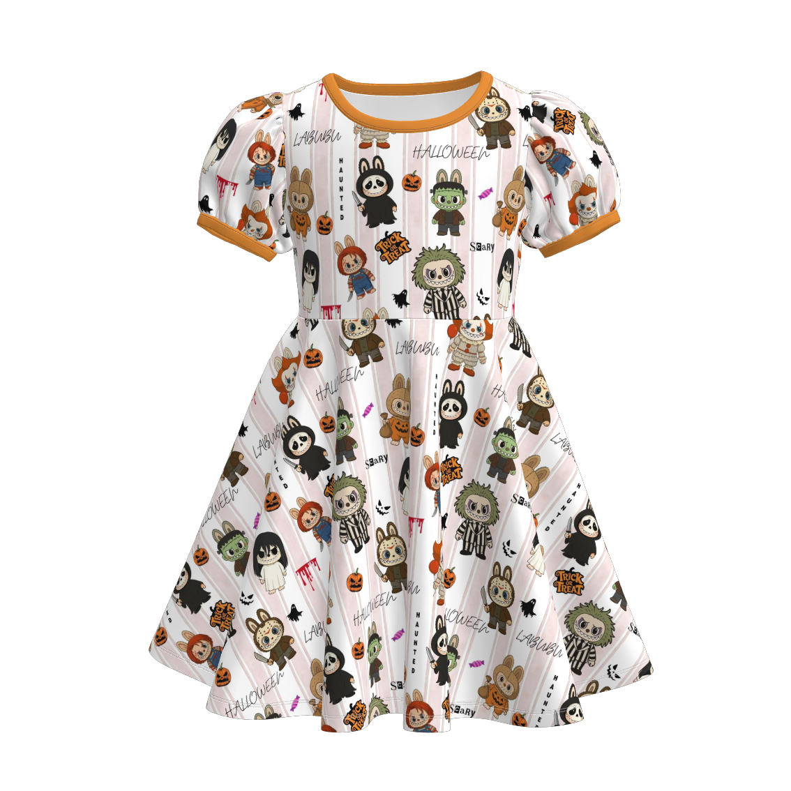 (Pre Order)Girls Fall Bow&LBB Print Dress