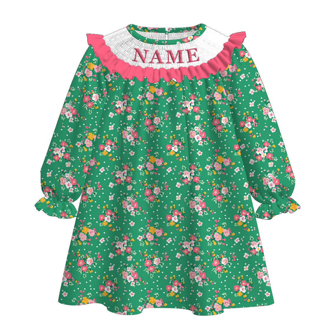 (Pre Order)Sisters Christmas Tree Embroidery Smocked Dress&Romper