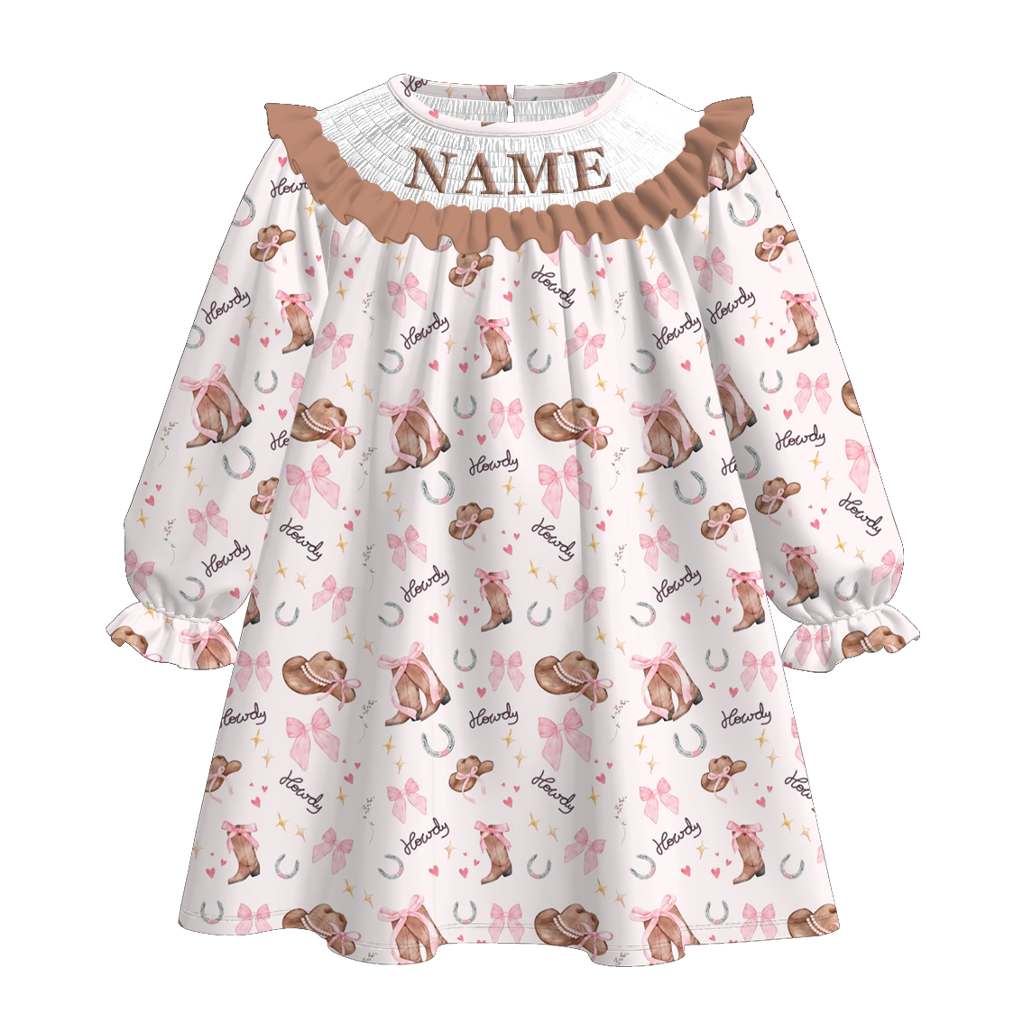 (Pre Order)Sisters Fall Cowgirl Embroidery Smocked Dress&Romper