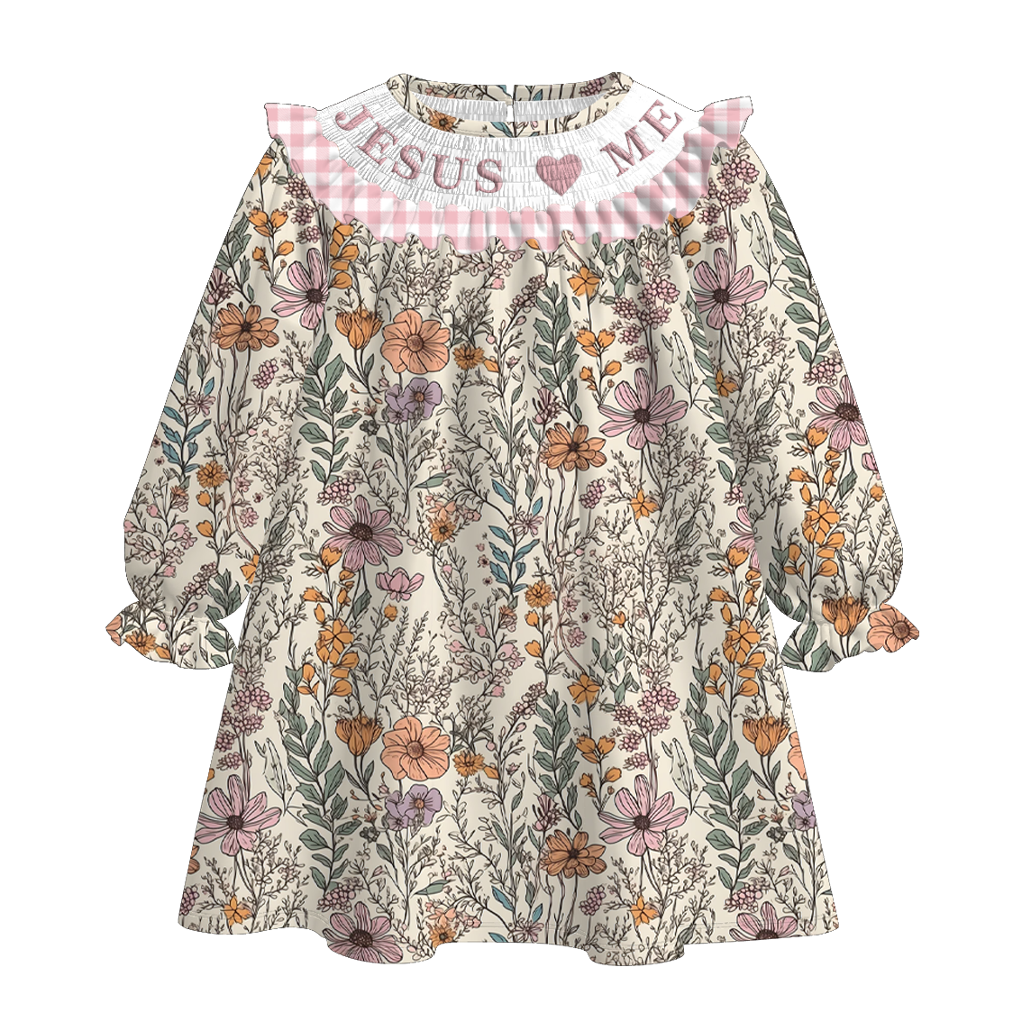 (Pre Order)Sisters Fall Floral Embroidery Smocked Dress&Romper