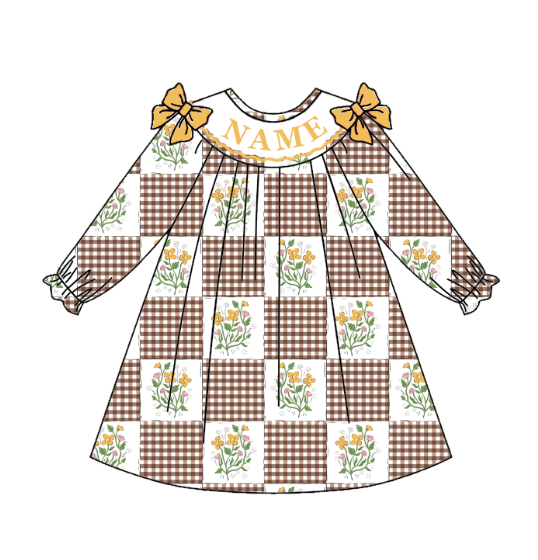 (Pre Order)Sisters Fall Floral Embroidery Smocked Dress&Romper