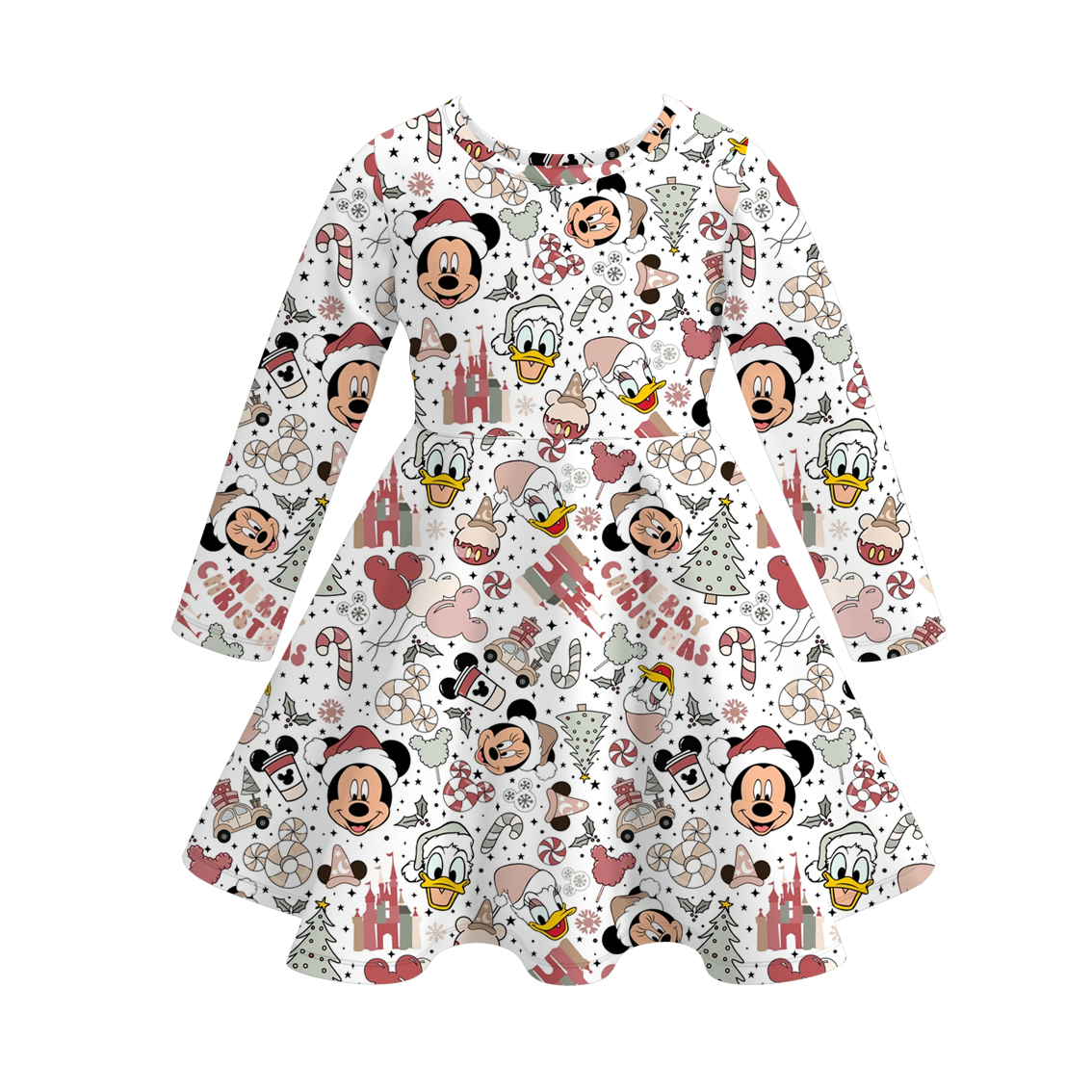 (Pre Order)Girls Christmas Magical World Print Dress