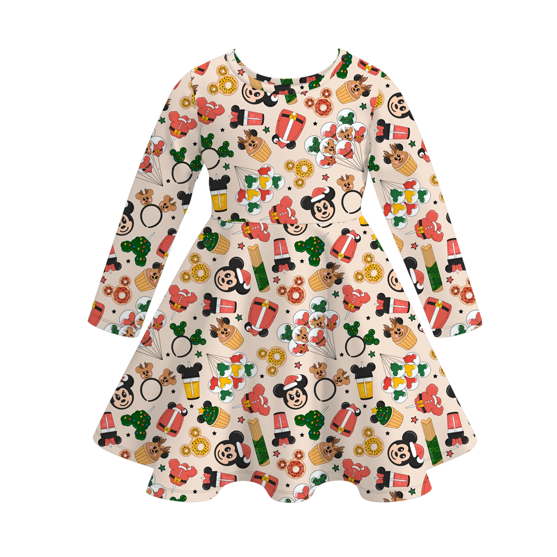 (Pre Order)Girls Christmas Magical World Print Dress