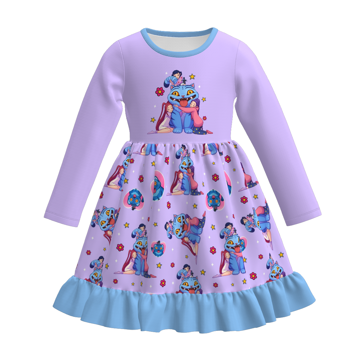 (Pre Order)Girls Movie Character Print Ruffle Dress