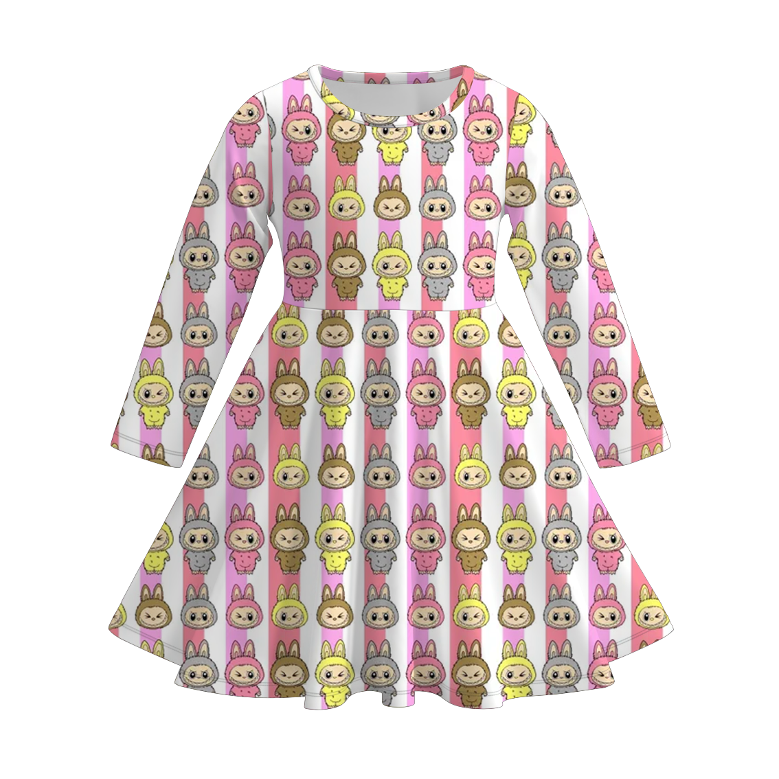 (Pre Order)Girls Christmas LBB Print Long Sleeves Dress