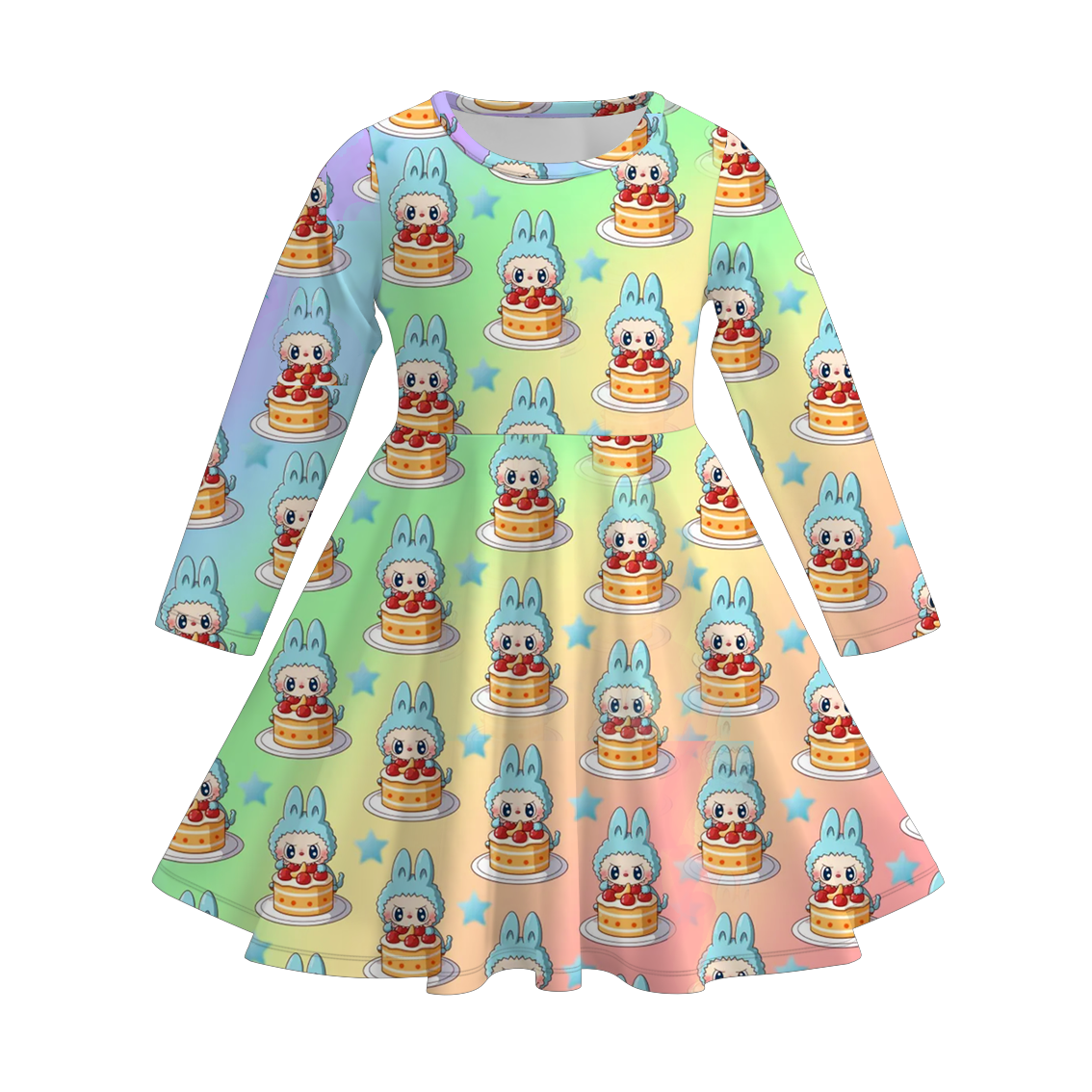 (Pre Order)Girls Christmas LBB Print Long Sleeves Dress