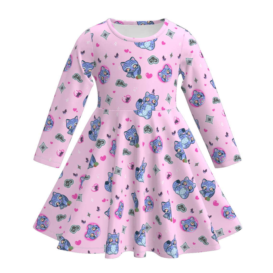 (Pre Order)Girls Movie Character Print Long Sleeves Dress