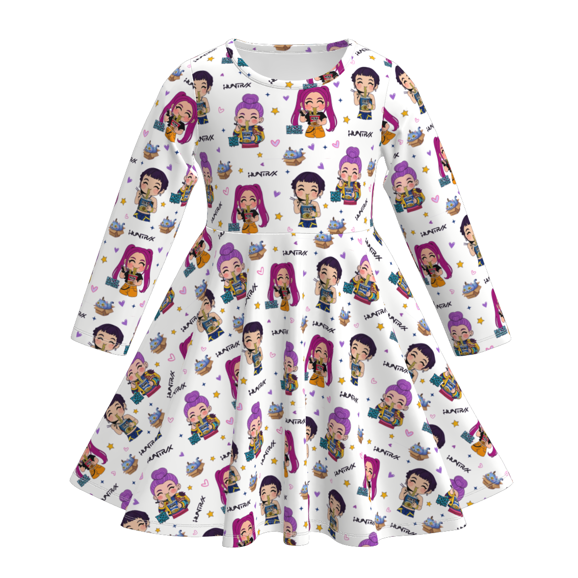 (Pre Order)Girls Movie Character Print Long Sleeves Dress