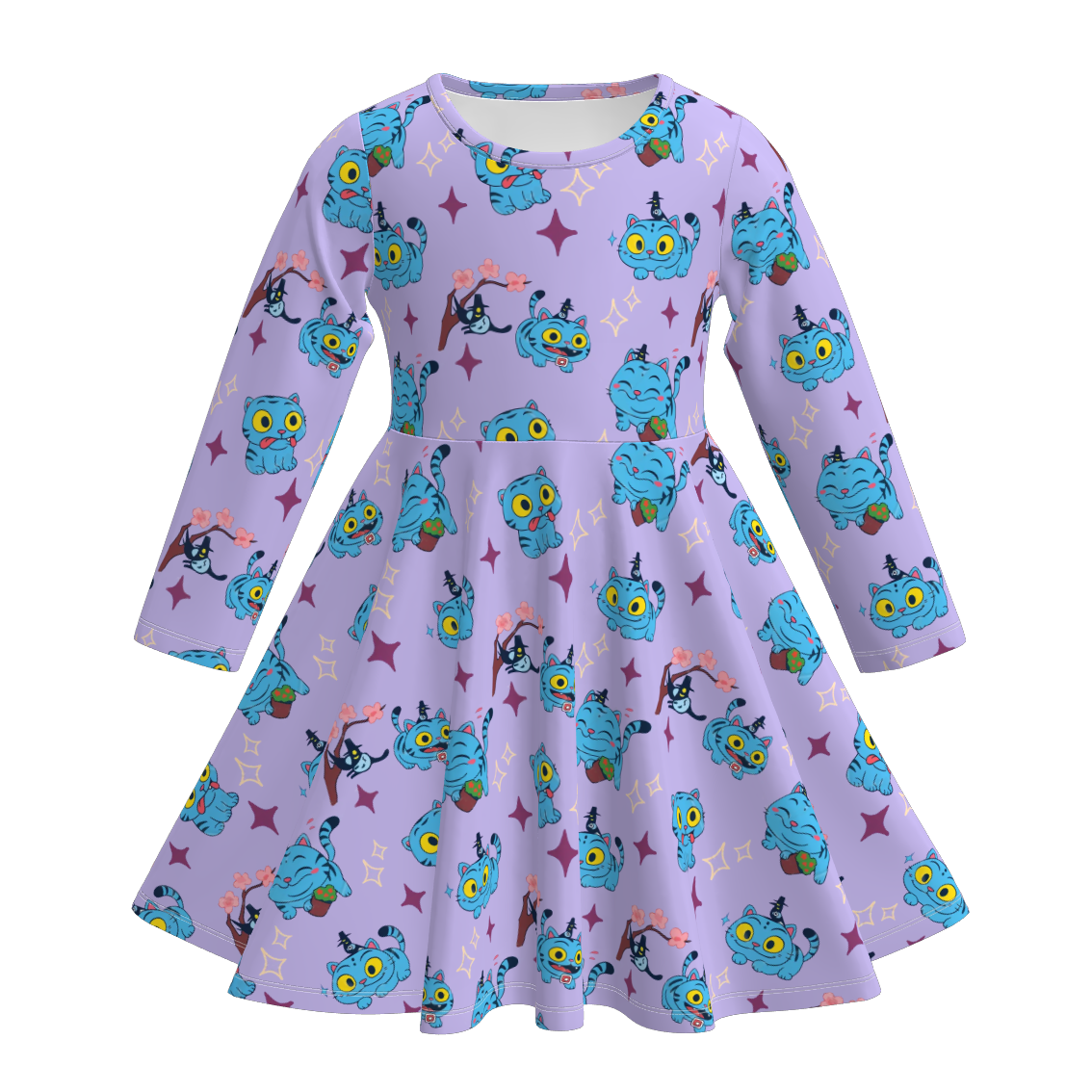 (Pre Order)Girls Movie Character Print Long Sleeves Dress