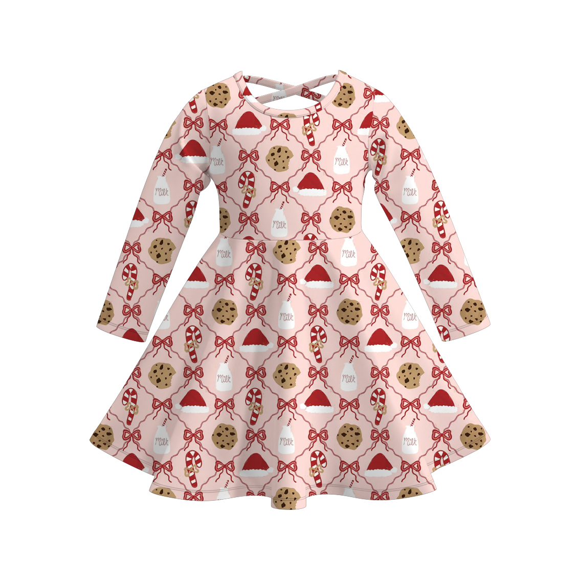 (Pre Order)Girls Christmas Cartoon Print Dress