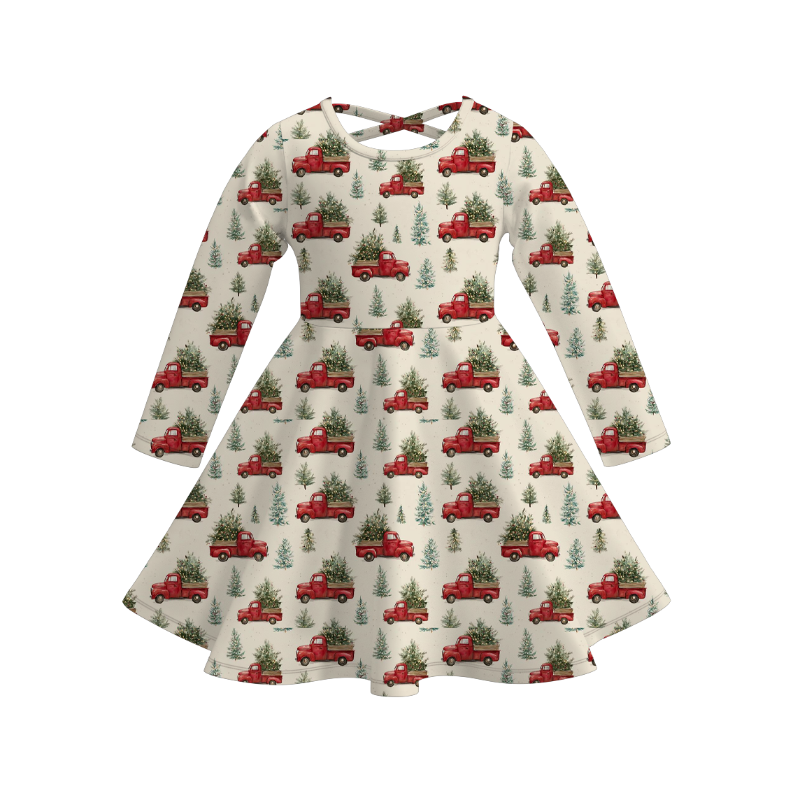 (Pre Order)Girls Christmas Cartoon Print Dress