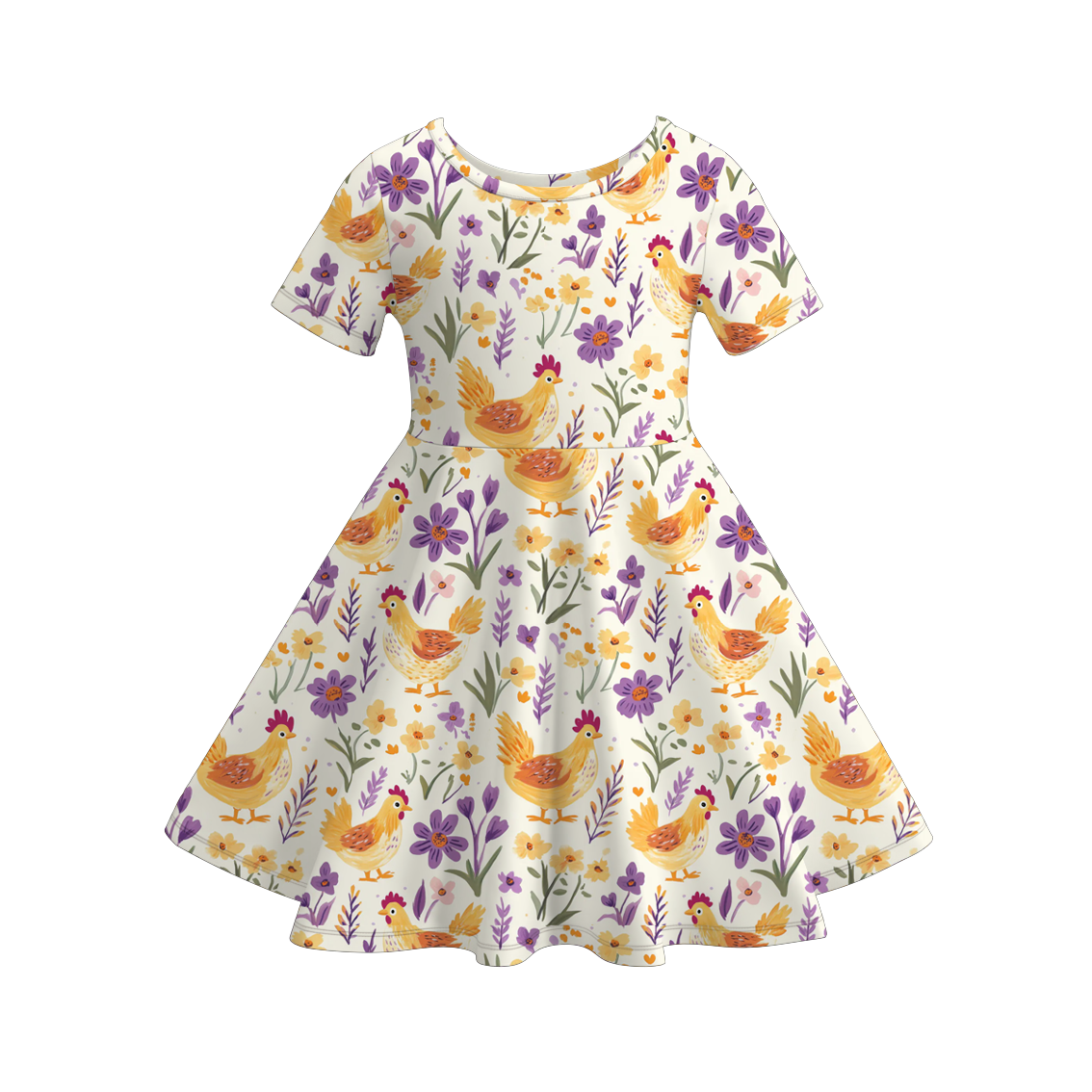 (Pre Order)Girls Fall Farm Chick&Boots Print Dress
