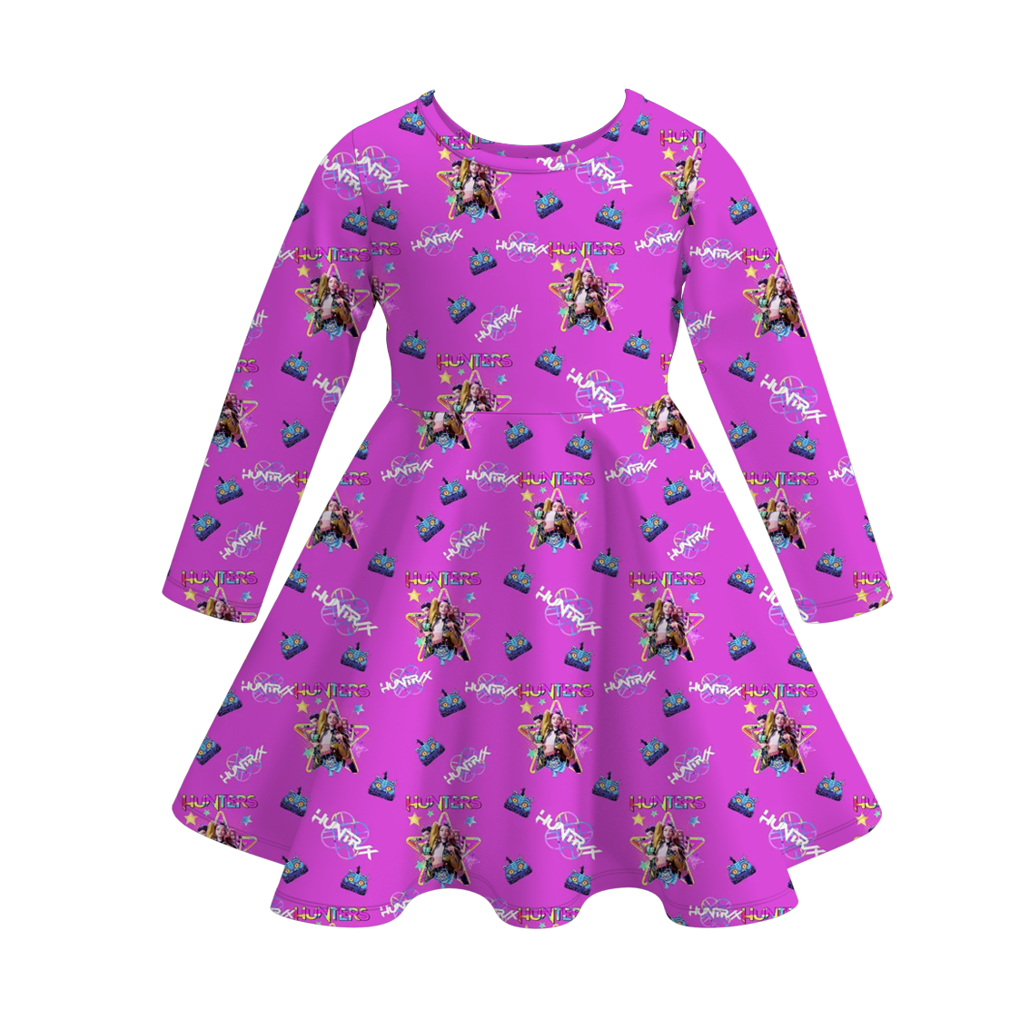 (Pre Order)Girls Movie Character Print Long Sleeves Dress