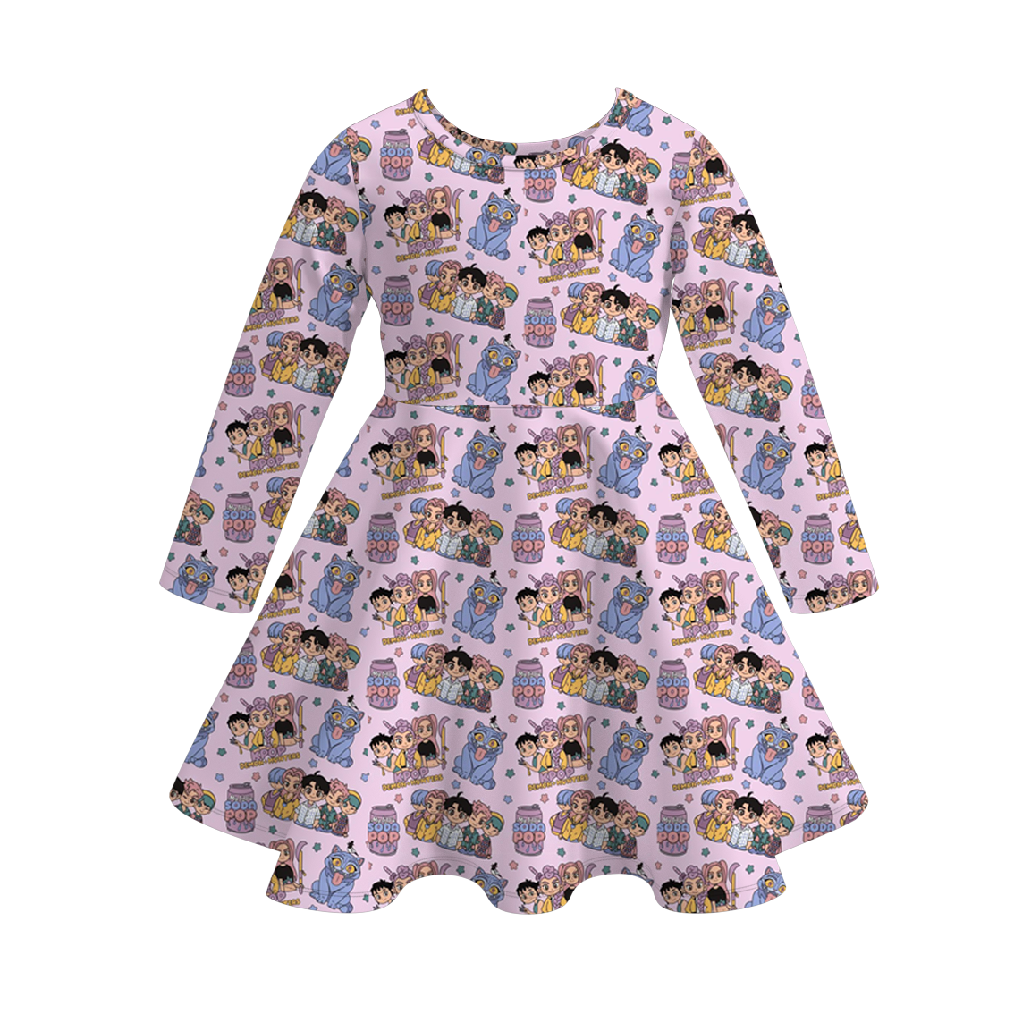 (Pre Order)Girls Movie Character Print Long Sleeves Dress