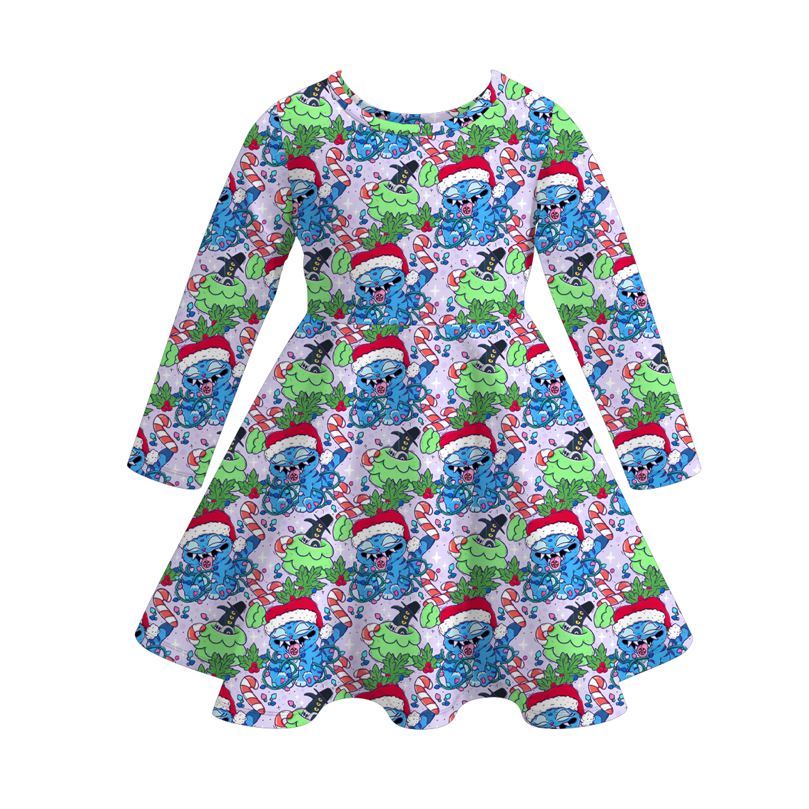(Pre Order)Girls Movie Character Print Long Sleeves Dress